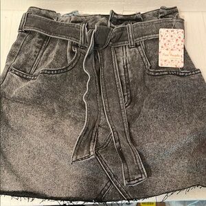 Free People Black Tie Front Mini Skirt